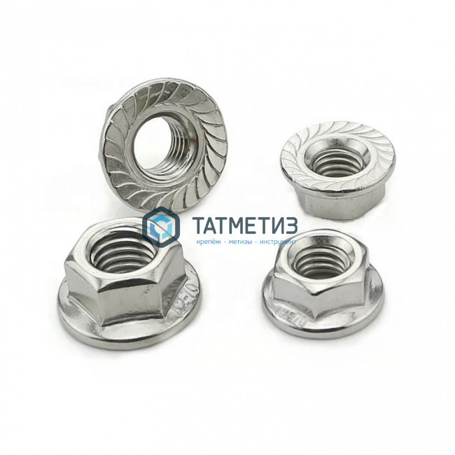 Гайка  М10 DIN 6923 А4 с фланцем |  «ТАТМЕТИЗ» Гайка  М10 DIN 6923 А4 с фланцем -  магазин «ТАТМЕТИЗ»