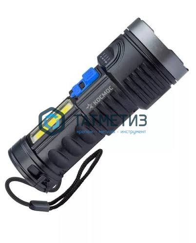Фонарь ручной аккум.LED 3Вт + COB 3Вт. Li-ion, 1.2А.ч, USB-шнур, КОСМОС 18650 -  магазин крепежа «ТАТМЕТИЗ»
