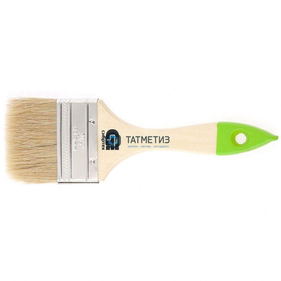 Кисть плоская  63мм, натуральная щетина, деревянная ручка // Сибртех -  магазин «ТАТМЕТИЗ»