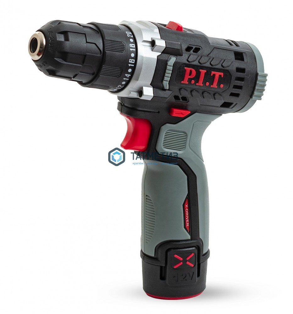 Дрель-шуруповерт аккумуляторная, P.I.T, 12В, 25Нм, 0-350 / 0-1350 об/мин, в кейсе -  магазин крепежа «ТАТМЕТИЗ»