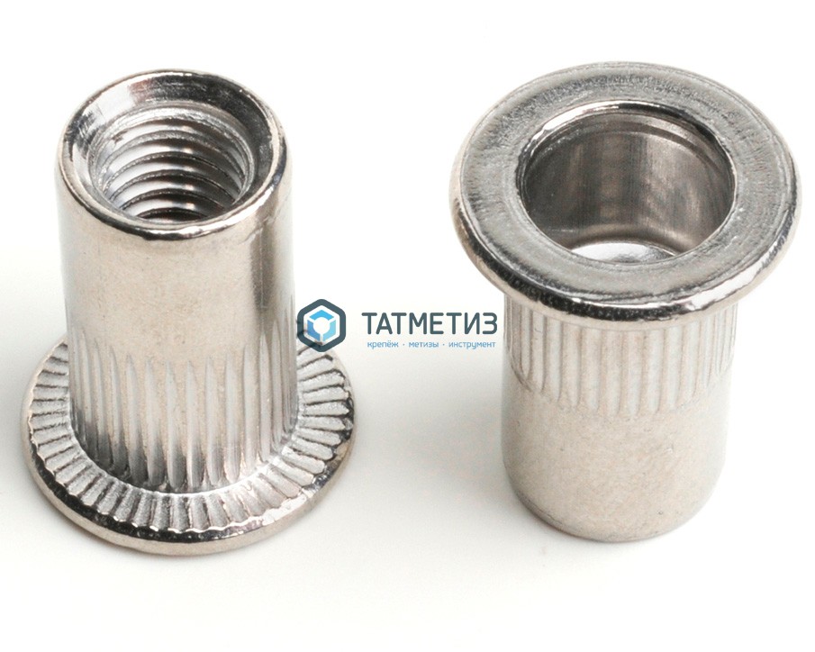 Заклепка-гайка с цил бортом и насечками А4 М 6 х 16 Заклепка-гайка с цил бортом и насечками А4 М 6 х 16