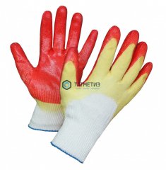 Перчатки трик. х/б с ДВОЙНЫМ латеск покрытием ЛЮКС (глубокое макание) -  магазин крепежа «ТАТМЕТИЗ»