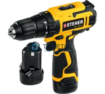 Дрель-шуруповерт 12 В  STEHER, 30 Н·м, 2 АКБ (2 А·ч),кейс |  «ТАТМЕТИЗ» Дрель-шуруповерт 12 В  STEHER, 30 Н·м, 2 АКБ (2 А·ч),кейс -  магазин крепежа «ТАТМЕТИЗ»