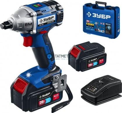 Гайковерт бесщеточный, 20В, 2 АКБ (4Ач), в кейсе, ЗУБР Профессионал -  магазин крепежа «ТАТМЕТИЗ»