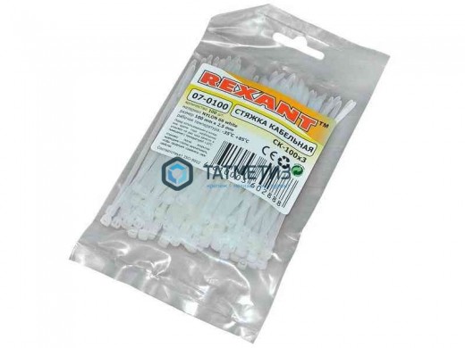 Хомут-стяжка нейлон  100 х 2,5  (100 шт/уп)  REXANT |  «ТАТМЕТИЗ» Хомут-стяжка нейлон  100 х 2,5  (100 шт/уп)  REXANT -  магазин крепежа «ТАТМЕТИЗ»