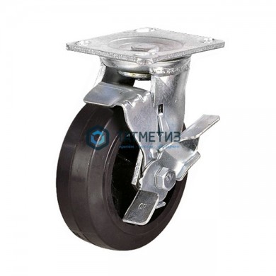Колесо большегрузное обрезиненное поворотное c тормозом d 150 мм |  «ТАТМЕТИЗ» Колесо большегрузное обрезиненное поворотное c тормозом d 150 мм -  магазин крепежа «ТАТМЕТИЗ»