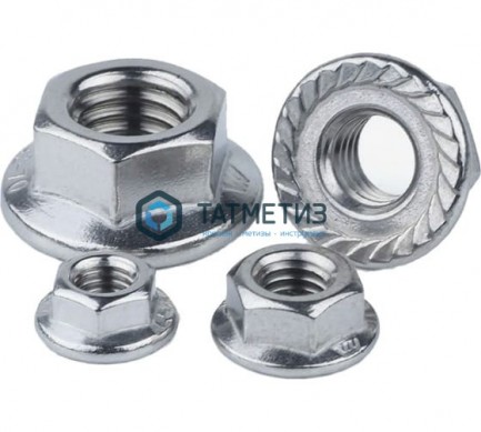 Гайка с фланцем DIN 6923, оц М10  (2300 шт/уп) ТК |  «ТАТМЕТИЗ» Гайка с фланцем DIN 6923, оц М10  (2300 шт/уп) ТК -  магазин крепежа «ТАТМЕТИЗ»