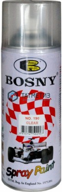 Краска аэроз. BOSNY 520 мл. №190  ЛАК глянцевая |  «ТАТМЕТИЗ» Краска аэроз. BOSNY 520 мл. №190  ЛАК глянцевая -  магазин крепежа «ТАТМЕТИЗ»
