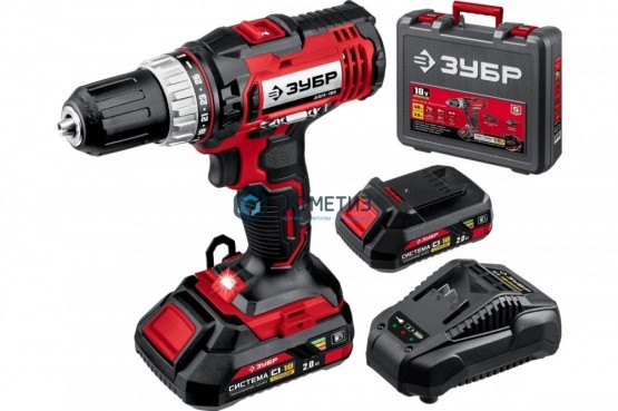 Дрель-шуруповерт 18 В, 2 АКБ (2Ач), в кейсе, ЗУБР |  «ТАТМЕТИЗ» Дрель-шуруповерт 18 В, 2 АКБ (2Ач), в кейсе, ЗУБР -  магазин крепежа «ТАТМЕТИЗ»