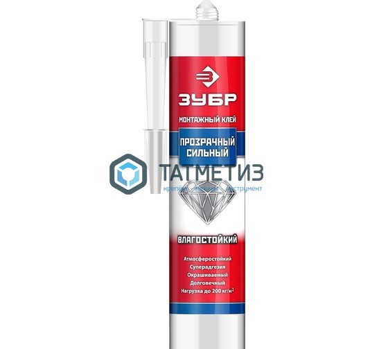 Клей монтажный ЗУБР КМ-250 суперсильный, прозрачный, 300мл Клей монтажный ЗУБР КМ-250 суперсильный, прозрачный, 300мл