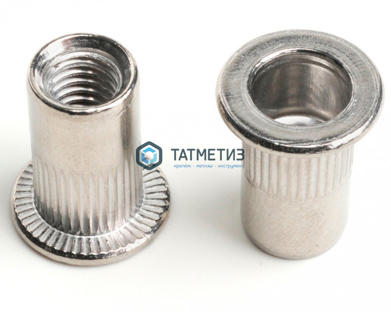 Заклепка-гайка с цил бортом и насечками А2 М 8 х 18,5 Заклепка-гайка с цил бортом и насечками А2 М 8 х 18,5