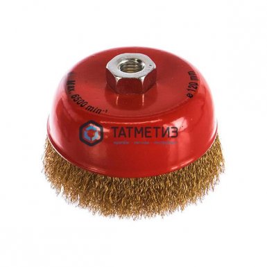 Щетка для УШМ чашка 125 мм, М14, витая стальная латунированная проволока 0,3 мм, MIRAX -  магазин крепежа «ТАТМЕТИЗ»
