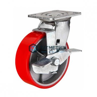 Колесо большегрузное ПОЛИУРЕНТАН поворотное с тормозом d 100 мм |  «ТАТМЕТИЗ» Колесо большегрузное ПОЛИУРЕНТАН поворотное с тормозом d 100 мм -  магазин «ТАТМЕТИЗ»