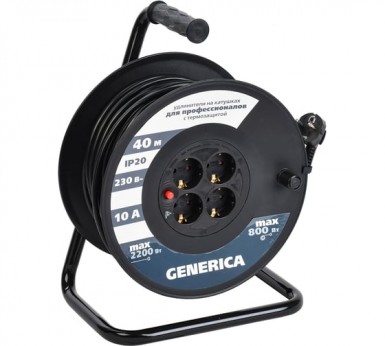 Удлинитель на кат. 4х40м с/з, 10А IP20 УК40 2P+PE 3х1 термозащита GENERICA IEK -  магазин «ТАТМЕТИЗ»