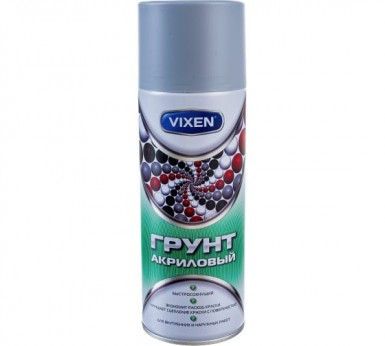 Краска аэроз. VIXEN  СЕРАЯ грунт унив. акриловый 520 мл. VX-22002 RAL 9005 -  магазин «ТАТМЕТИЗ»