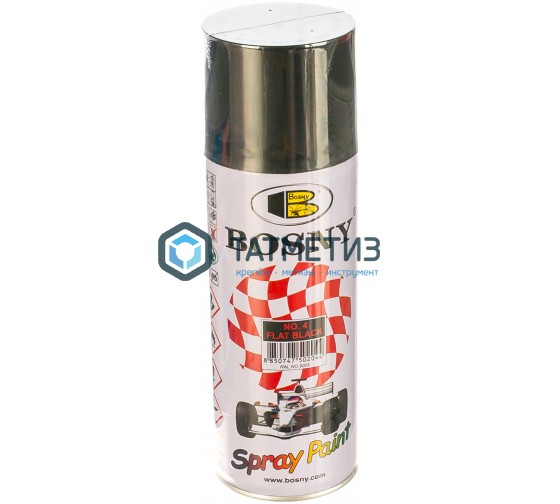 Краска аэроз. BOSNY 400 мл. №004 черный матовый Краска аэроз. BOSNY 400 мл. №004 черный матовый