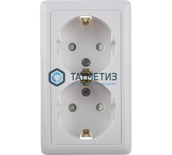 Розетка 2-м ОП с з квадр. бел. ХИТ 16-А Розетка 2-м ОП с з квадр. бел. ХИТ 16-А