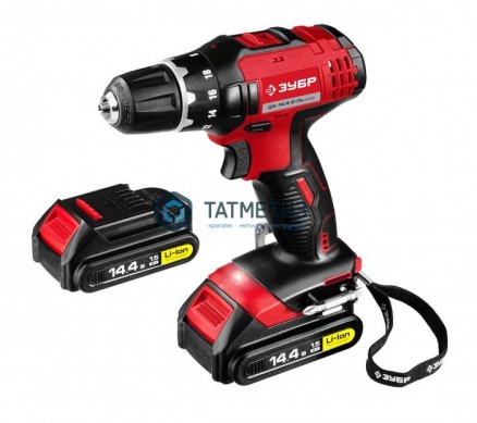 Дрель-шуруповерт 14.4В, Li-Ion, 2 АКБ, ЗУБР |  «ТАТМЕТИЗ» Дрель-шуруповерт 14.4В, Li-Ion, 2 АКБ, ЗУБР -  магазин крепежа «ТАТМЕТИЗ»
