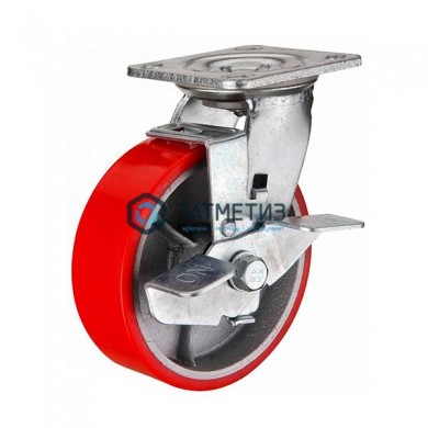 Колесо большегрузное ПОЛИУРЕНТАН поворотное с тормозом d 200 мм |  «ТАТМЕТИЗ» Колесо большегрузное ПОЛИУРЕНТАН поворотное с тормозом d 200 мм -  магазин крепежа «ТАТМЕТИЗ»