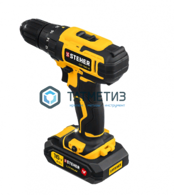 Дрель-шуруповерт 16 В, STEHER, 2 АКБ (2Ач), в кейсе |  «ТАТМЕТИЗ» Дрель-шуруповерт 16 В, STEHER, 2 АКБ (2Ач), в кейсе -  магазин крепежа «ТАТМЕТИЗ»