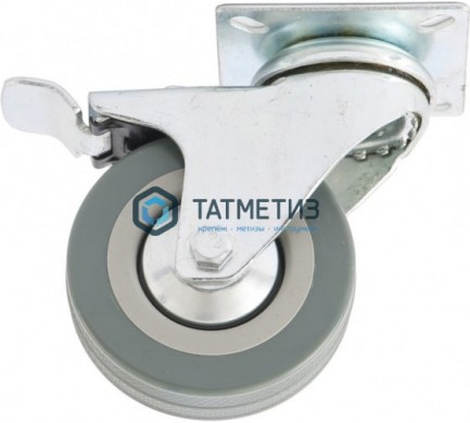 Колесо поворотное с тормозом d-100мм, крепление  платформенное СИБРТЕХ |  «ТАТМЕТИЗ» Колесо поворотное с тормозом d-100мм, крепление  платформенное СИБРТЕХ -  магазин крепежа «ТАТМЕТИЗ»