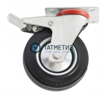 Колесо поворотное с тормозом d-125мм, крепление  платформенное СИБРТЕХ |  «ТАТМЕТИЗ» Колесо поворотное с тормозом d-125мм, крепление  платформенное СИБРТЕХ -  магазин крепежа «ТАТМЕТИЗ»