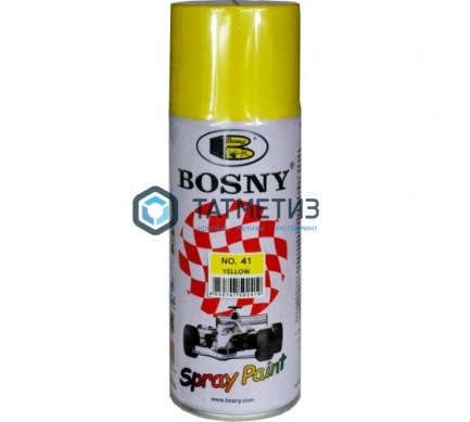 Краска аэроз. BOSNY 400 мл. №041 желтый |  «ТАТМЕТИЗ» Краска аэроз. BOSNY 400 мл. №041 желтый -  магазин крепежа «ТАТМЕТИЗ»