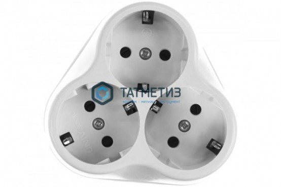 Тройник на 3 гнезда с заземлением круглый 16А Универсал |  «ТАТМЕТИЗ» Тройник на 3 гнезда с заземлением круглый 16А Универсал -  магазин крепежа «ТАТМЕТИЗ»