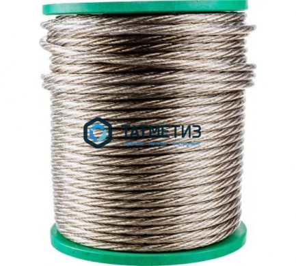 Трос  стальной оц. 8 мм DIN 3055  ( 110 м/бух) КТ |  «ТАТМЕТИЗ» Трос  стальной оц. 8 мм DIN 3055  ( 110 м/бух) КТ -  магазин крепежа «ТАТМЕТИЗ»