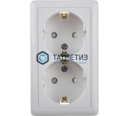 Розетка 2-м ОП с з квадр. бел. ХИТ 16-А |  «ТАТМЕТИЗ» Розетка 2-м ОП с з квадр. бел. ХИТ 16-А -  магазин крепежа «ТАТМЕТИЗ»