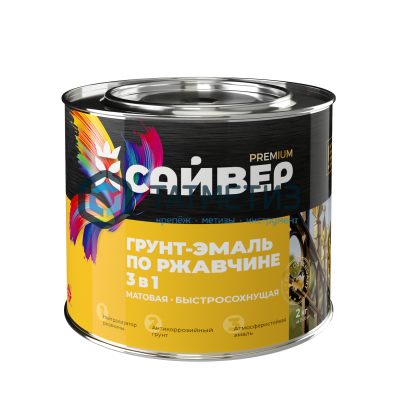 Грунт-эмаль по ржавчине ХВ 3 в 1 Сайвер ЗЕЛЕНАЯ  1,8 кг-./6 Грунт-эмаль по ржавчине ХВ 3 в 1 Сайвер ЗЕЛЕНАЯ  1,8 кг-./6